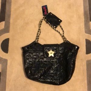 Betsey Johnson Black Overnight Bag stars
